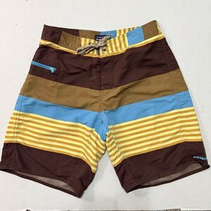 PATAGONIA Mens 32 WAVEFARER board shorts colorful striped unlined nylon